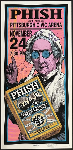 Phish RARE Group Signed Concert Poster :: 11-24-1995 Show @ Pittsburgh Civic Arena (Beckett/BAS LOA)