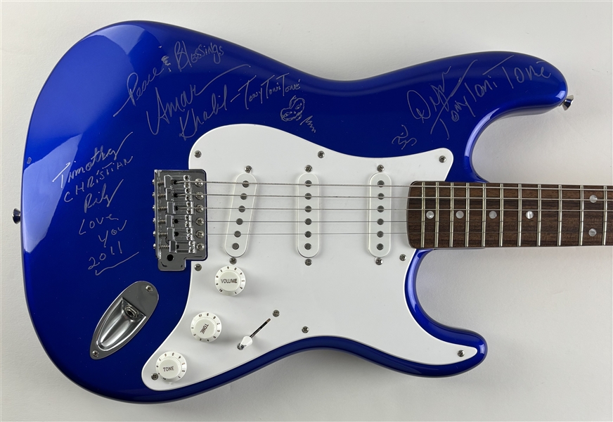 Tony! Toni! Tone! Group Signed Blue Electric Guitar (Third Party Guaranteed)