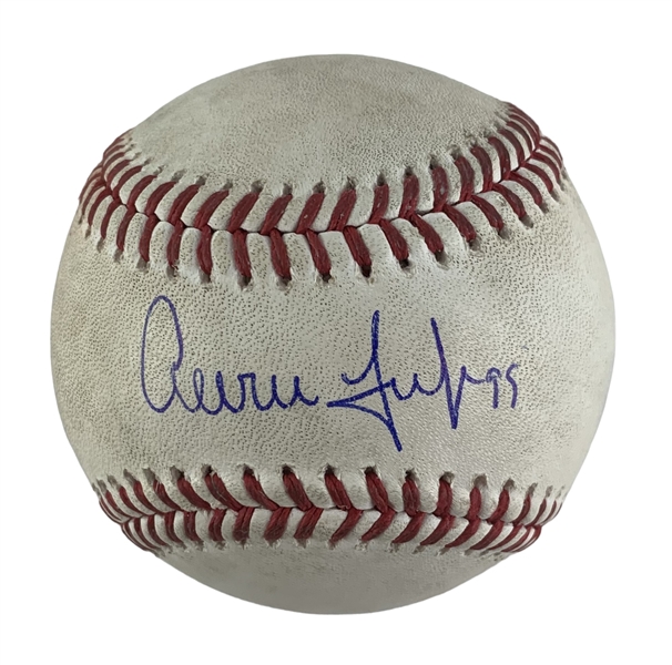 Aaron Judge Game Used & Signed OML Baseball :: 7-24-2022 NYY vs BAL :: Judge 4 Hits, 1 HR, 2 RBI w/ 37th HR! (Record-Setting HR Season)(MLB Holo)(PSA/DNA)