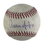 Aaron Judge Game Used & Signed OML Baseball :: 7-24-2022 NYY vs BAL :: Judge 4 Hits, 1 HR, 2 RBI w/ 37th HR! (Record-Setting HR Season)(MLB Holo)(PSA/DNA)