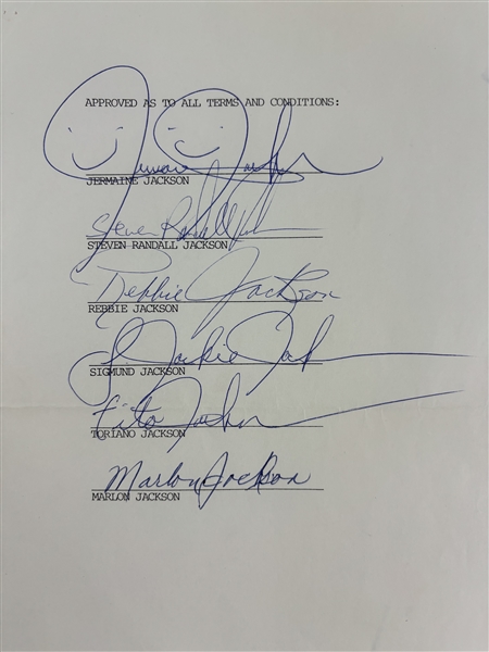Jackson 5 Group Signed 3-Page Performance Contract (PSA/DNA)