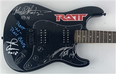 RATT: Group Signed Black Stratocaster (4 Sigs)(Beckett/BAS)