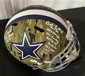 Bob Lilly Signed & Stat Inscribed Replica Cowboys Camo Helmet (JSA COA)