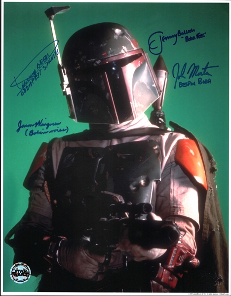 Star Wars: Multi-Signed 11" x 14" Boba Fett Photo w/ Bulloch, Beer, Morton & Wingreen (Beckett/BAS LOA)