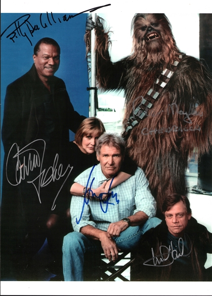Star Wars: Fisher, Williams, Ford, Hamill, & Mayhew Signed 11" x 14" Photo (Beckett/BAS LOA)