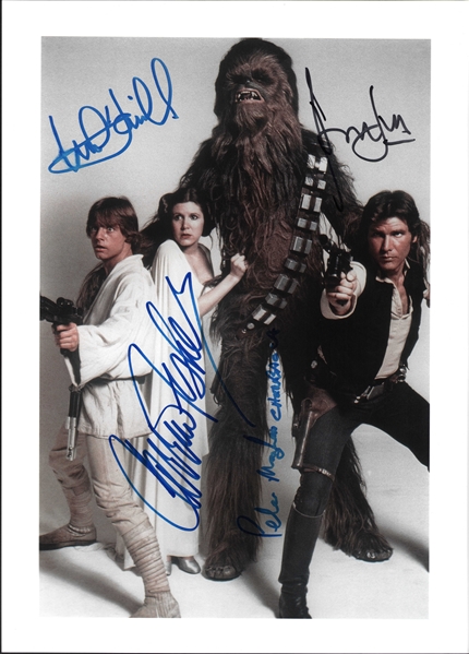 Star Wars: Ford. Fisher, Mayhew & Hamill Signed 11" x 14" Photo from Famed Rolling Stone Photo Shoot! (Beckett/BAS LOA)