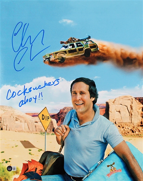 Chevy Chase Signed "Vacation" 16" x 20" Color Photo with Hilarious Vulgar Inscription (Beckett/BAS Witnessed)