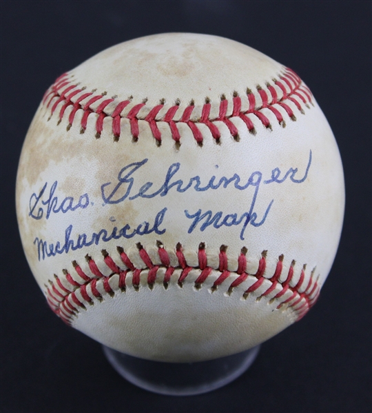HOF Charlie Gehringer Signed ONL Baseball with "Mechanical Man"  Inscription (Beckett/BAS)