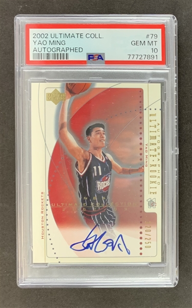Yao Ming 2002 Ultimate Collection Autographed Rookie Card (#79) - PSA Graded GEM MINT 10!