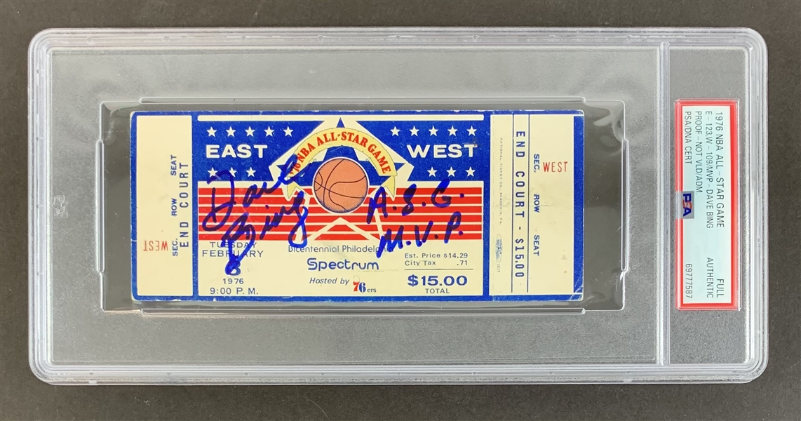Dave Bing Signed 1976 NBA All-Star Game Full Souvenir Ticket with "ASG MVP" Inscription (PSA/DNA Encapsulated)