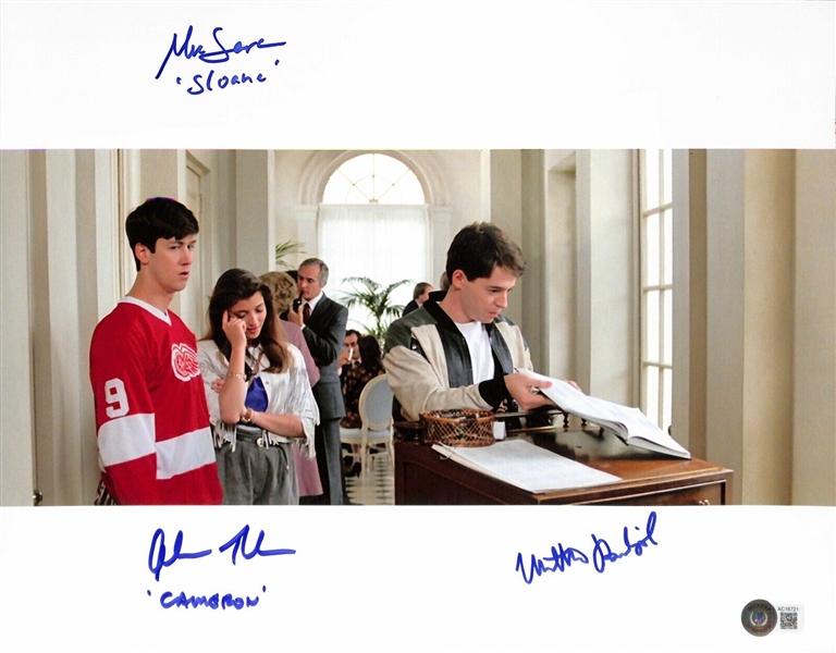 Ferris Buellers Day Off Cast Signed 11" x 14" Color Photo with Broderick, Sara & Ruck (Beckett/BAS LOA)(Grad Collection)