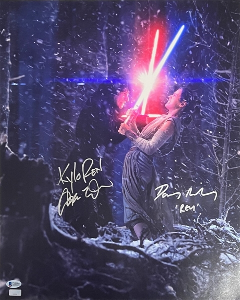 Star Wars: Adam Driver & Daisy Ridley Signed 16" x 20" Photo (Beckett/BAS)