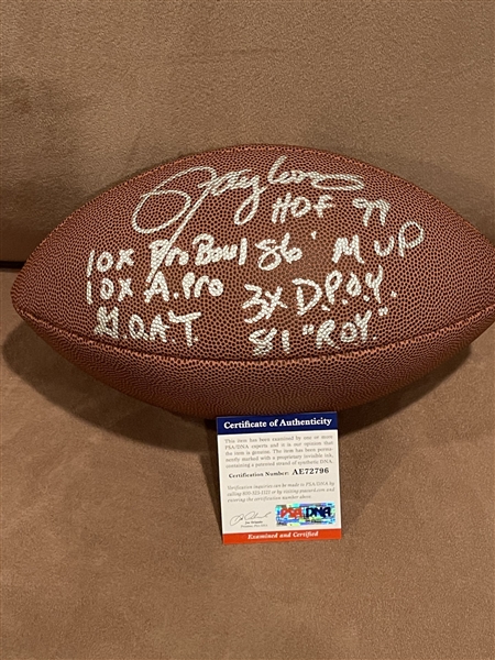 Lawrence Taylor Signed & 7x Stat Inscribed Wilson Football (PSA/DNA)