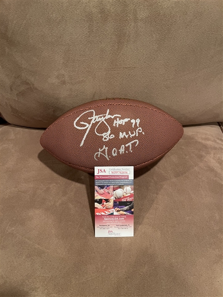 Lawrence Taylor Signed & 3x Stat Inscribed Wilson Football (JSA Witnessed)