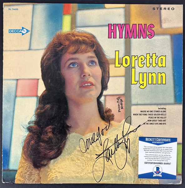 Loretta Lynn Signed & Inscribed "Hymns" Album Cover (Beckett/BAS)