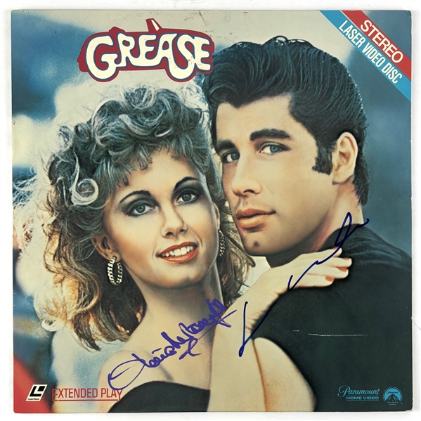 Grease: Olivia Newton-John & John Travolta Signed LaserDisc Cover (Beckett/BAS)