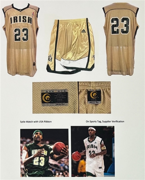 Lot of 2: LeBron James: 2002-03 St. Vincent/St. Mary Irish High School Game Used Jersey (MEARS A5) & Basketball Tourny Ticket (PSA/DNA Encapsulated) 