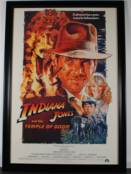 Indiana Jones: Harrison Ford Signed Original Full Size "Temple of Doom" Poster in Framed Display (Beckett/BAS LOA)
