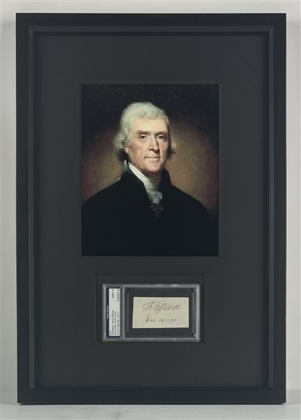 Thomas Jefferson Choice Signed Cut in Framed Display c. 1790 (PSA/DNA Graded MINT 9!)