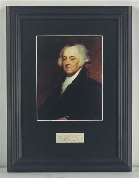 President John Adams Signed Free Frank Cut in Framed Display (Beckett/BAS)