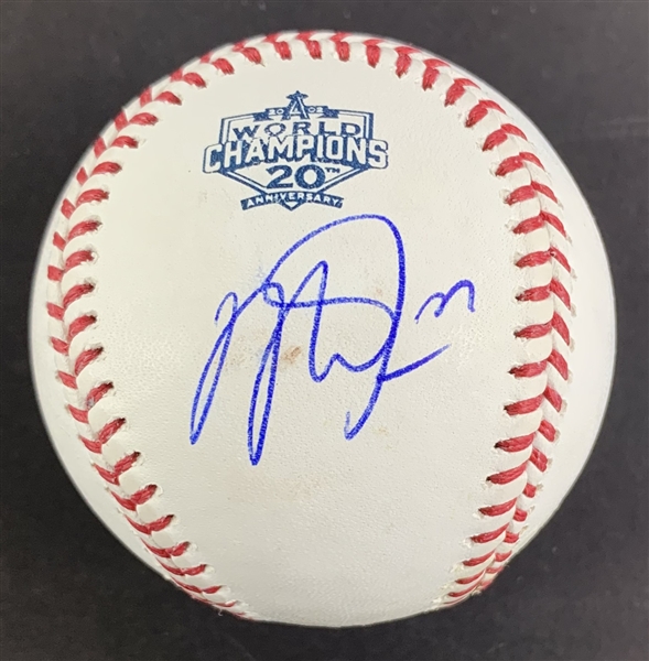Mike Trout Signed 2002 World Champions Edition OML Baseball (PSA/DNA)