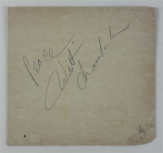 Wilt Chamberlain Signed 8" x 8.5" Page (Beckett/BAS LOA)