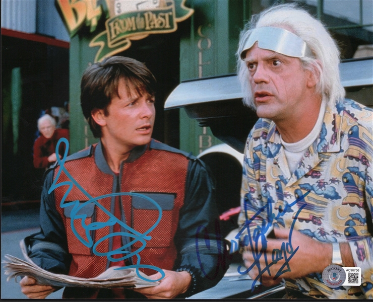 Michael J. Fox & Christopher Lloyd Signed 8” x 10” Back to the Future II Photo (Beckett/BAS LOA)