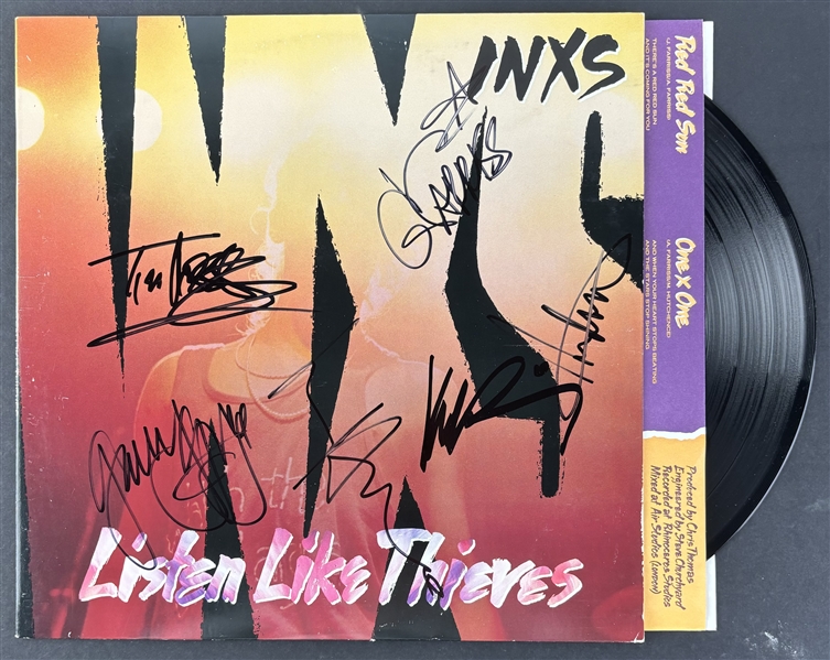 INXS: Group Signed "Listen Like Thieves" Album Cover w/ Vinyl (6 Sigs)(Epperson/REAL LOA)