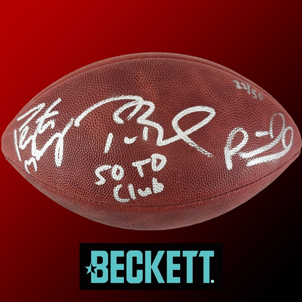 50 TD Club: Tom Brady, Patrick Mahomes, & Peyton Manning Signed NFL Leather Game Model Football (Beckett/BAS LOA)