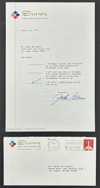 John Glenn Signed Letter on Dunes Hotel & Country Club Letterhead (Third Party Guaranteed)