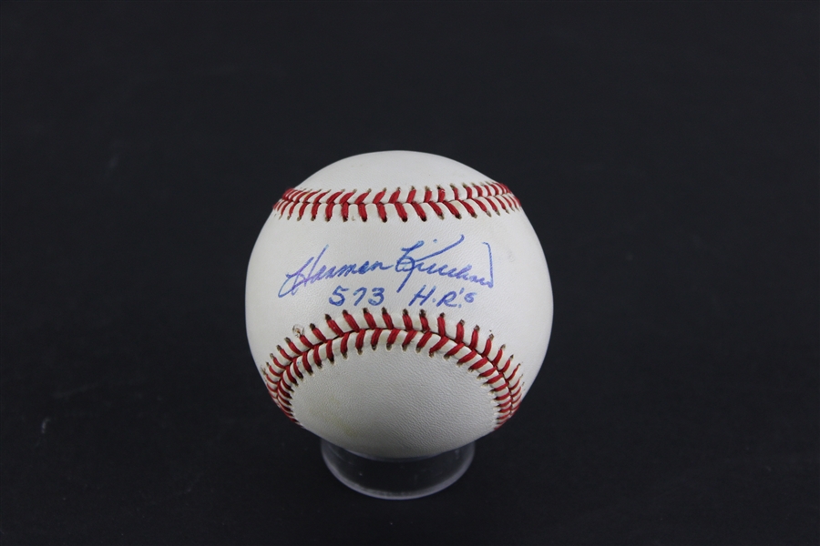 Harmon Killebrew  "573 H.R.s" Signed AOL Baseball (Beckett/BAS)