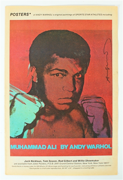 Andy Warhol Signed 11" x 16.75" Promotional Page featuring Muhammad Ali Artwork (Beckett/BAS LOA)