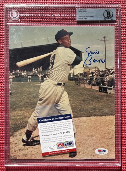 Ernie Banks Signed 8" x 10" Swinging Bat Photograph (PSA/DNA Encapsulated & COA)