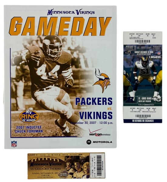 Brett Favre Memorabilia Lot w/ 421 TD Program & Career Record Setting Tickets