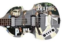 Beatles: Paul McCartney Signed Left-Handed Hofner Bass Guitar w/ Custom Graphics (ACOA)