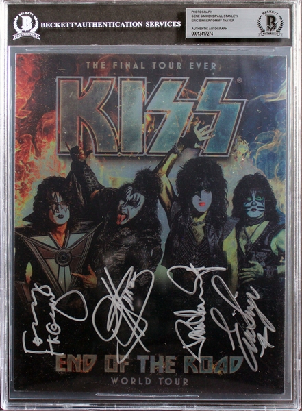 KISS Group Signed 8" x 10" Promo Photo for "End of the Road" World Tour (Beckett/BAS Encapsulated)
