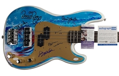 The Beach Boys: Group Signed Fender Bass Guitar with Surfin USA Lyrics (ACOA/JSA)