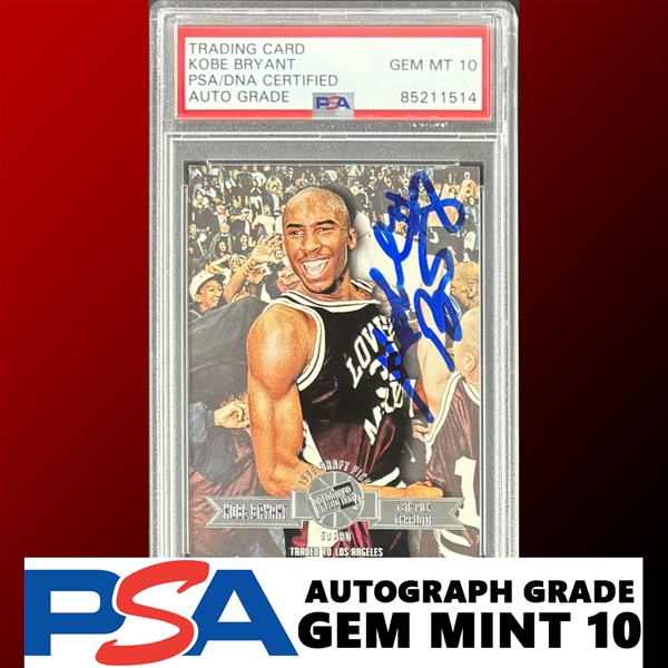 Kobe Bryant GEM MINT 10 Signed 1996 Press Pass Trading Card (PSA/DNA Encapsulated)
