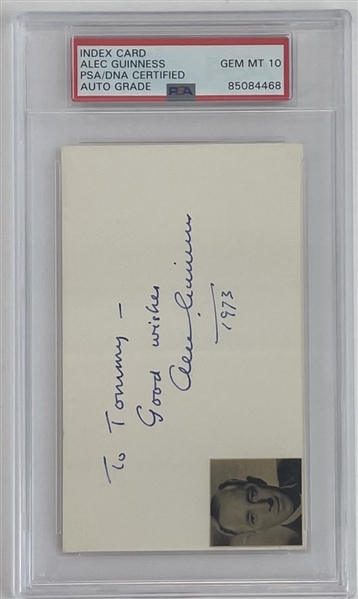 Star Wars: Alec Guinness Signed 3" x 5" Index Card (GEM MT 10) (PSA/DNA) (Encapsulated)