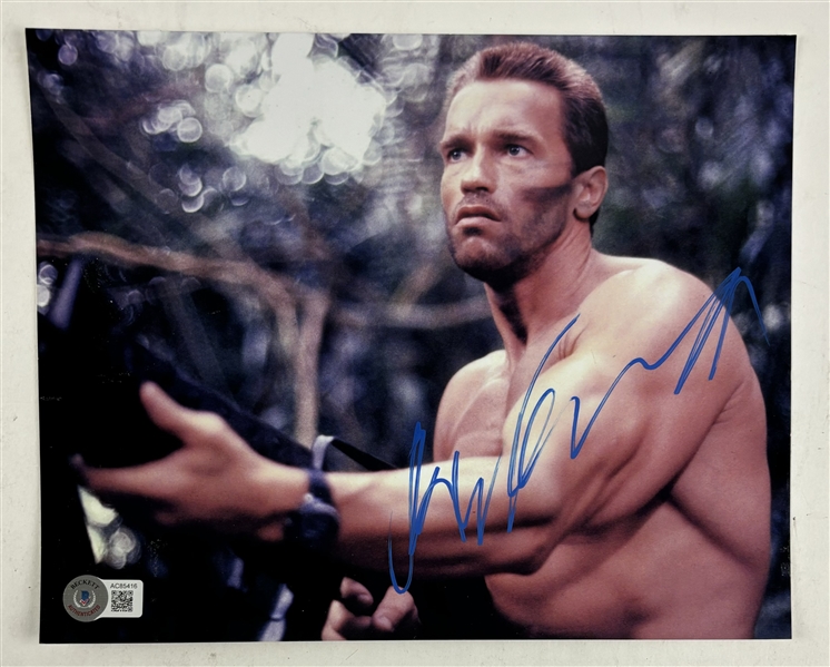 Arnold Schwarzenegger Signed 8" x 10" Photo from "Predator" with Exact Video Proof! (Beckett/BAS LOA)