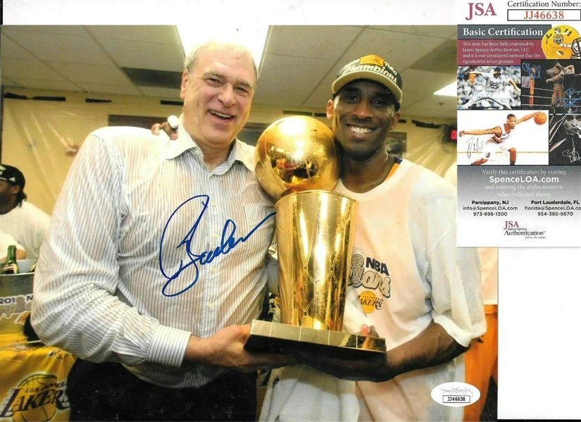 Phil Jackson Signed 8" x 10" Photo w/ Kobe Bryant (JSA COA)