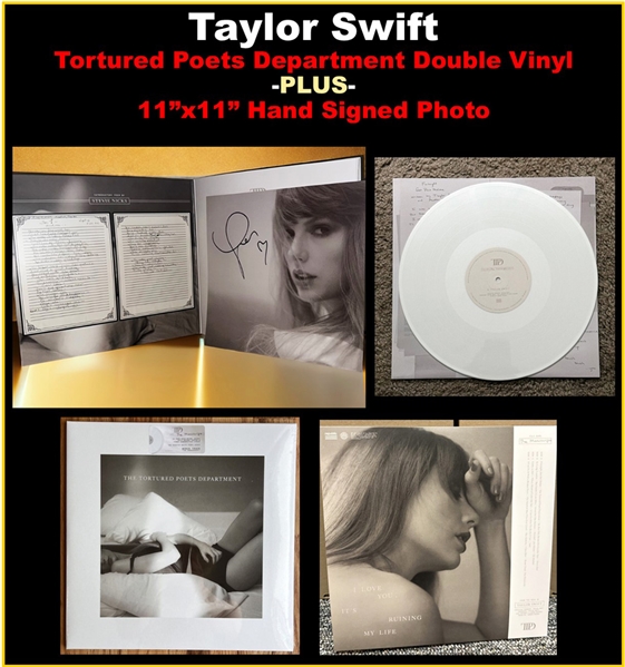 Taylor Swift NEW Tortured Poets Dept Double Vinyl w/ Hand Signed 11"x11" Photo! (Third Party Guaranteed) 