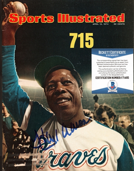 Hank Aaron Signed April 15, 1974 Issue of Sports Illustrated (Beckett/BAS) 