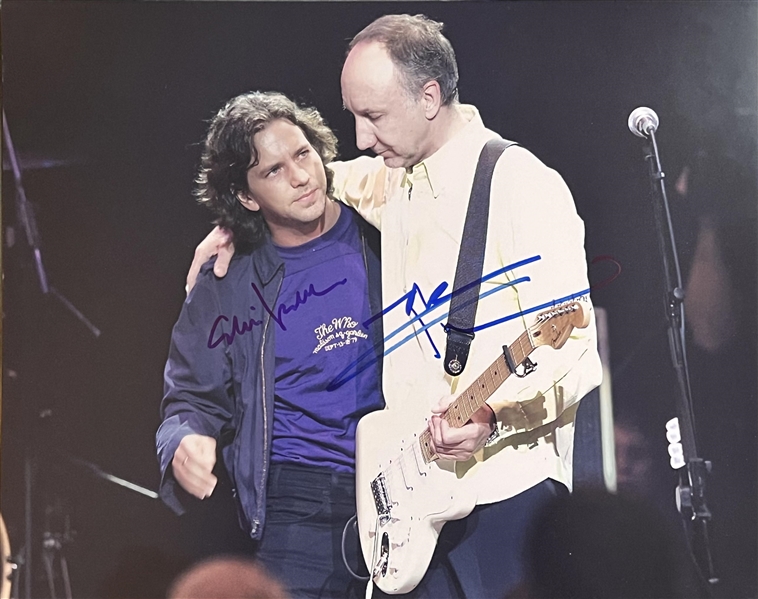 Eddie Vedder & Pete Townshend Dual In-Person Signed 11" x 14" Color Photo (Third Party Guaranteed)