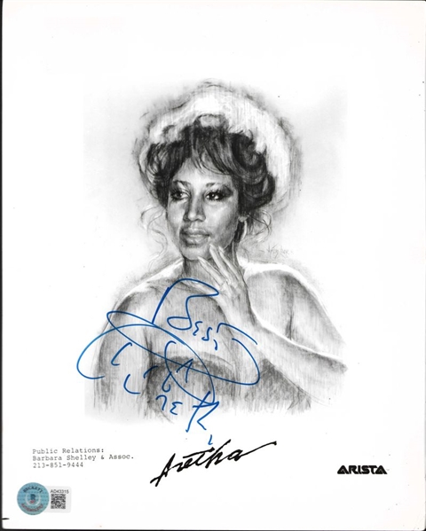 Aretha Franklin Signed Arista Records Promo Photograph (Beckett/BAS) 