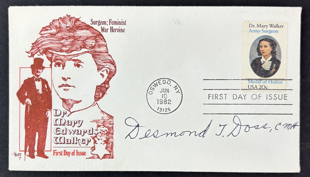 Desmond Doss Signed "Dr. Mary Edwards Walker War Heroine FDC (JSA COA)