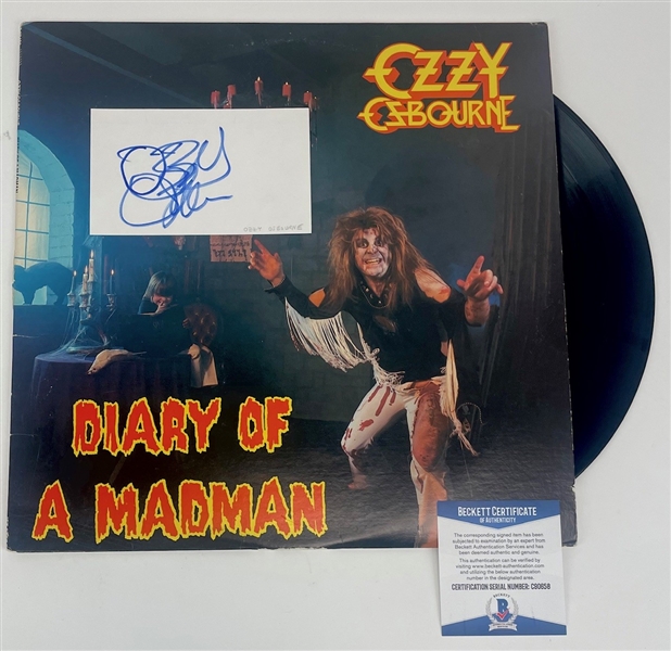 Lot of 2: Ozzy Osbourne Signed Index Card and Album (Beckett/BAS)