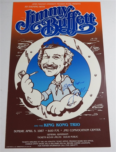 Jimmy Buffett RARE Signed 1987 Concert Tour Poster (JSA LOA)(Beckett/BAS)
