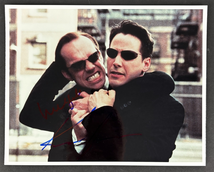 Matrix: Keanu Reeves & Hugo Weaving Signed 8" x 10" Photo (JSA LOA)