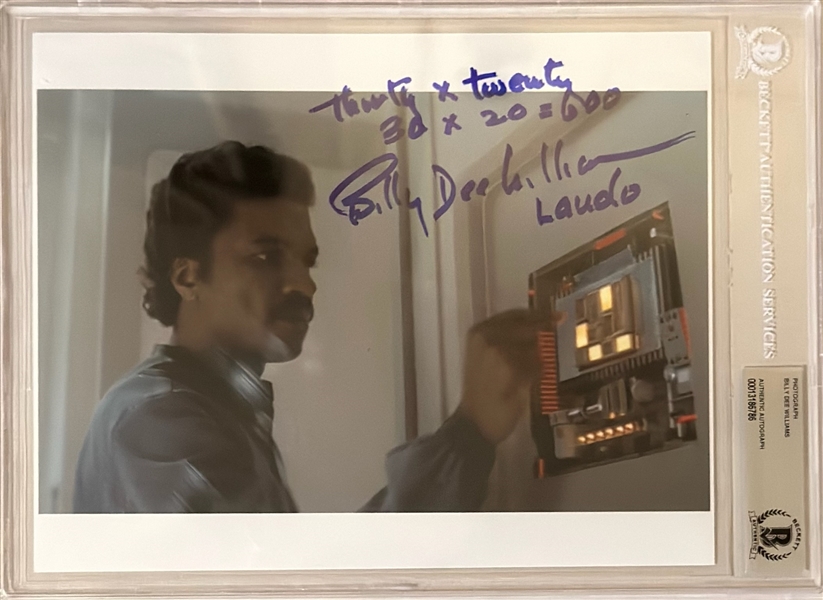 Star Wars: Billy Dee Williams Signed & Inscribed 8" x 10" Photo (Beckett/BAS Encapsulated)